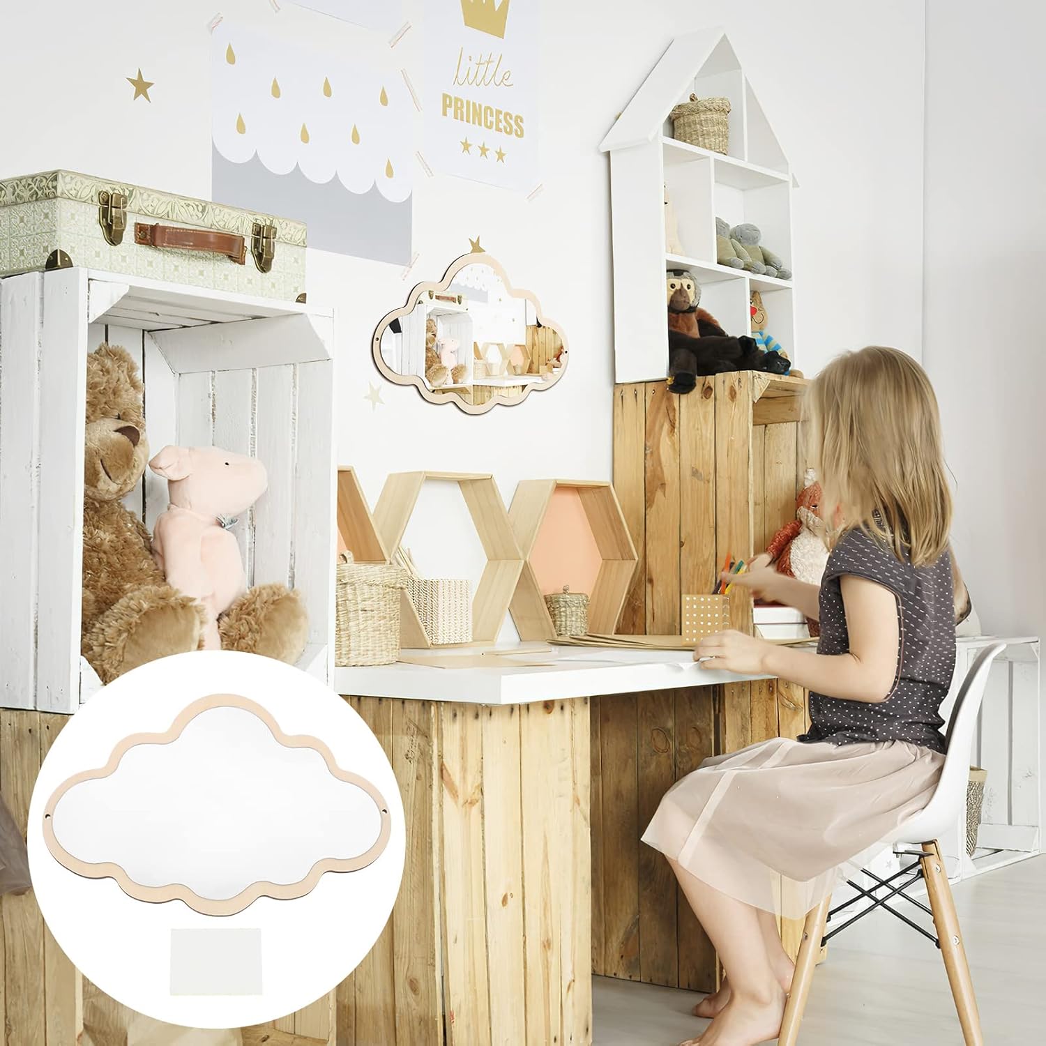 FOMIYES Cloud Shape Mirror Table Top Decor Nordic Decor Tabletop Mirror Wall Cloud Wall Stickers ation Desktop Hanging Acrylic ate