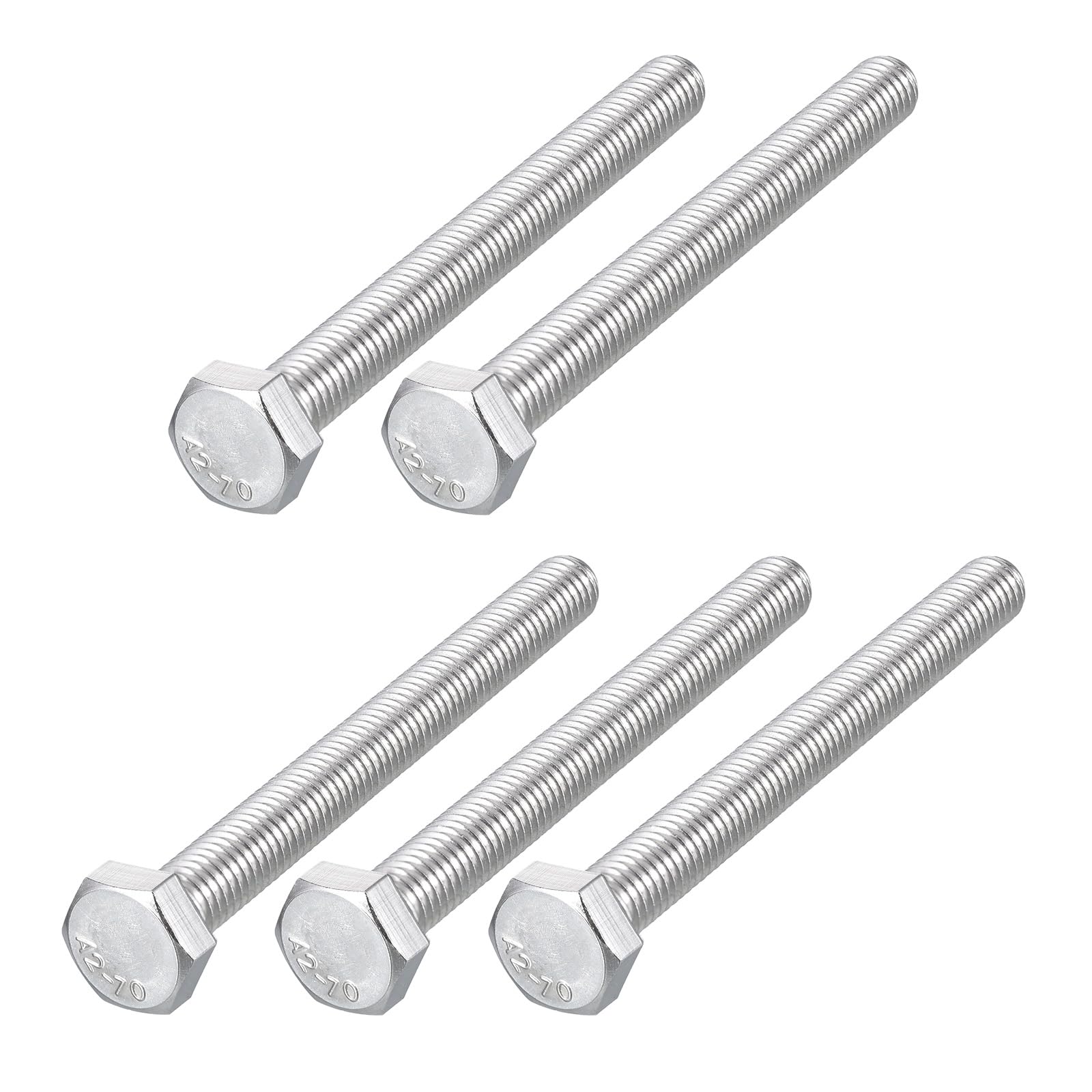 METALLIXITY Hex Bolts (M8-1.25x80mm) 5Pcs, 304 Stainless Steel Coarse Fully Threaded Hex Head Screw Bolt Machine Screws - for Furniture Repair, Silver
