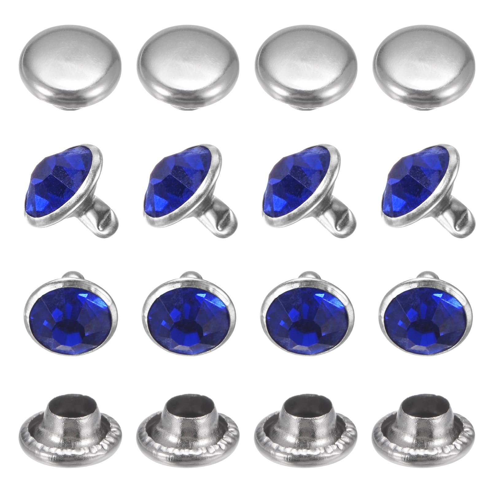 TIXIPEM Clear Rhinestone Rivets 10 Mm/ 0.39 Inch [100pcs], Crystal Rivets Use for Clothing & Performance & Arts