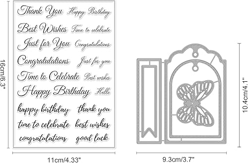 Vista 60 de INFUNLY Sellos y troqueles de gato para hacer tarjetas, juego de sellos y troqueles transparentes para corte de metal, sellos de goma de silicona