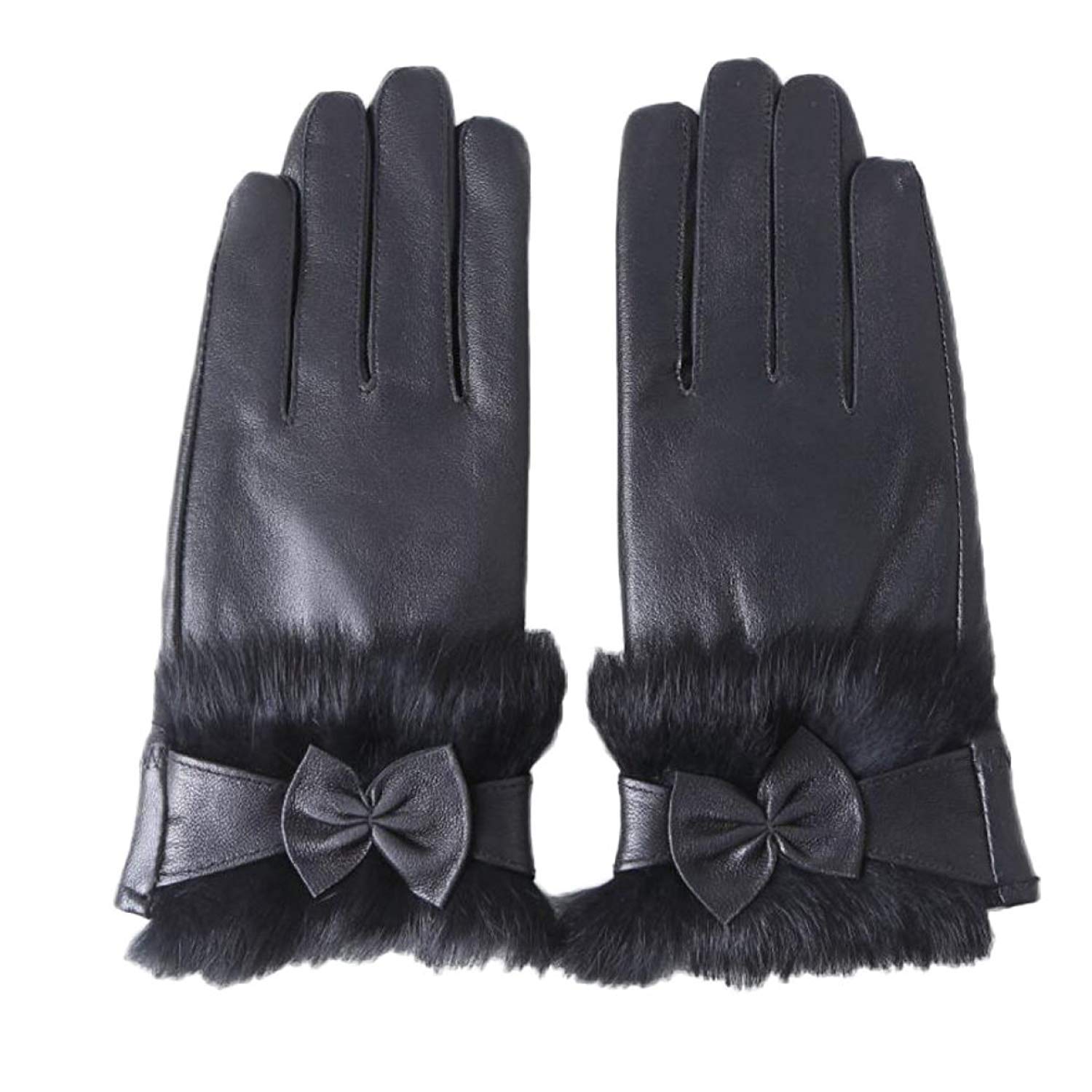 Unisex-Adult Mittens Damskie Zimowe Rękawiczki Ciepłe Zimne Proste I Jeździeckie Efektowne Rękawiczki Bowknot Mittens/Black/One Size