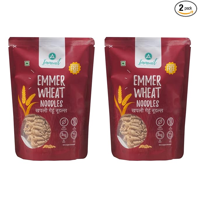 No Maida Khapli (Emmer) Wheat Noodles | Vegan, Not Fried, No MSG, No Preservatives | 175 Grams, Pack of 2