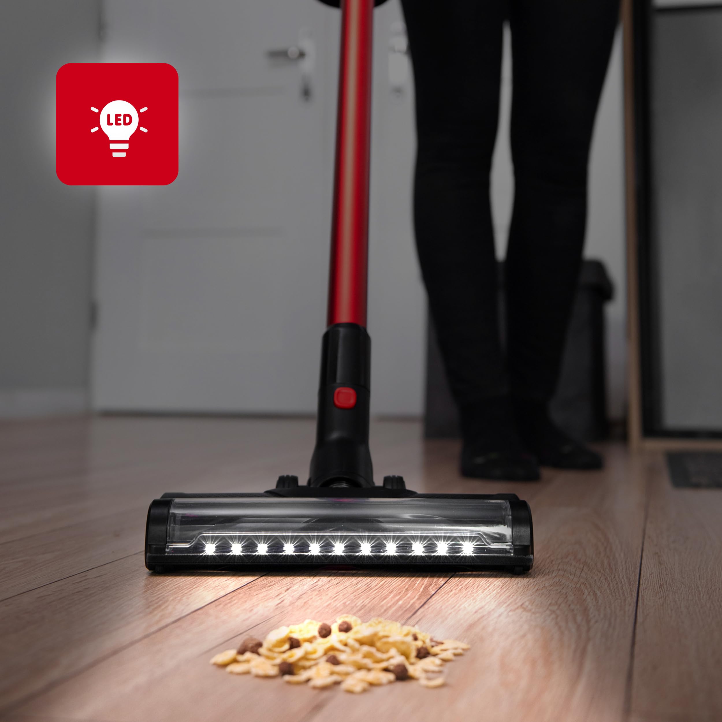 LEHMANN Aspirapolvere Senza Fili 3 in 1, Scopa Elettrica Senza Fili con 45 Minuti Autonomia, Serbatoio 1,8L, Spazzola LED, Filtro HEPA, Set di Accessori, Ideale per Peli di Animali, Tappeti, Pavimenti