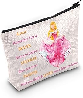 WZMPA Princess Cosmetic Makeup Bag Movie Fans Gift You Are Braver Stronger Smarter Than You Think Princess Makeup Zipper Pouch Bag For Women Girls, Always Sleeping Aurora