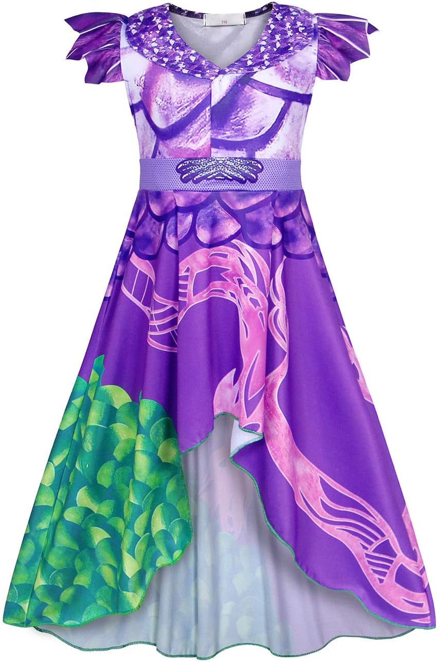 HenzWorld Princess Dresses for Girls Mal Costume Dress up Fancy Party Cartoon Dragon Cosplay Role Paly Birthday Outfit