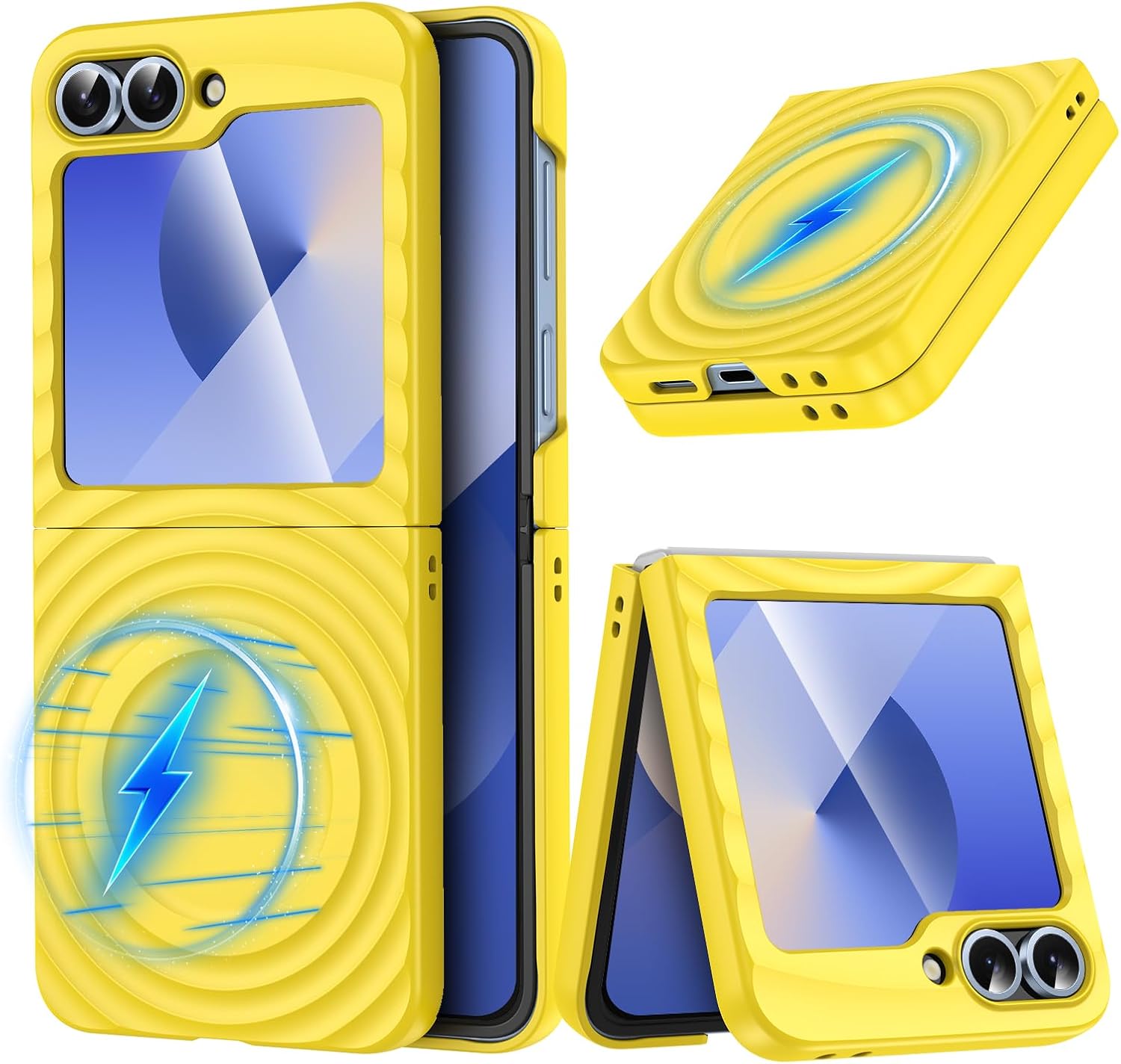 Magnetic for Galaxy Z Flip6/Flip7 FE Case,Lightweight,Slim Fit Drop Protection Rugged Shockproof Cover for Samsung Galaxy Z Flip 6/5/7 FE, Hard PC Shockproof Protective Phone Yellow 29-Flip 6-08