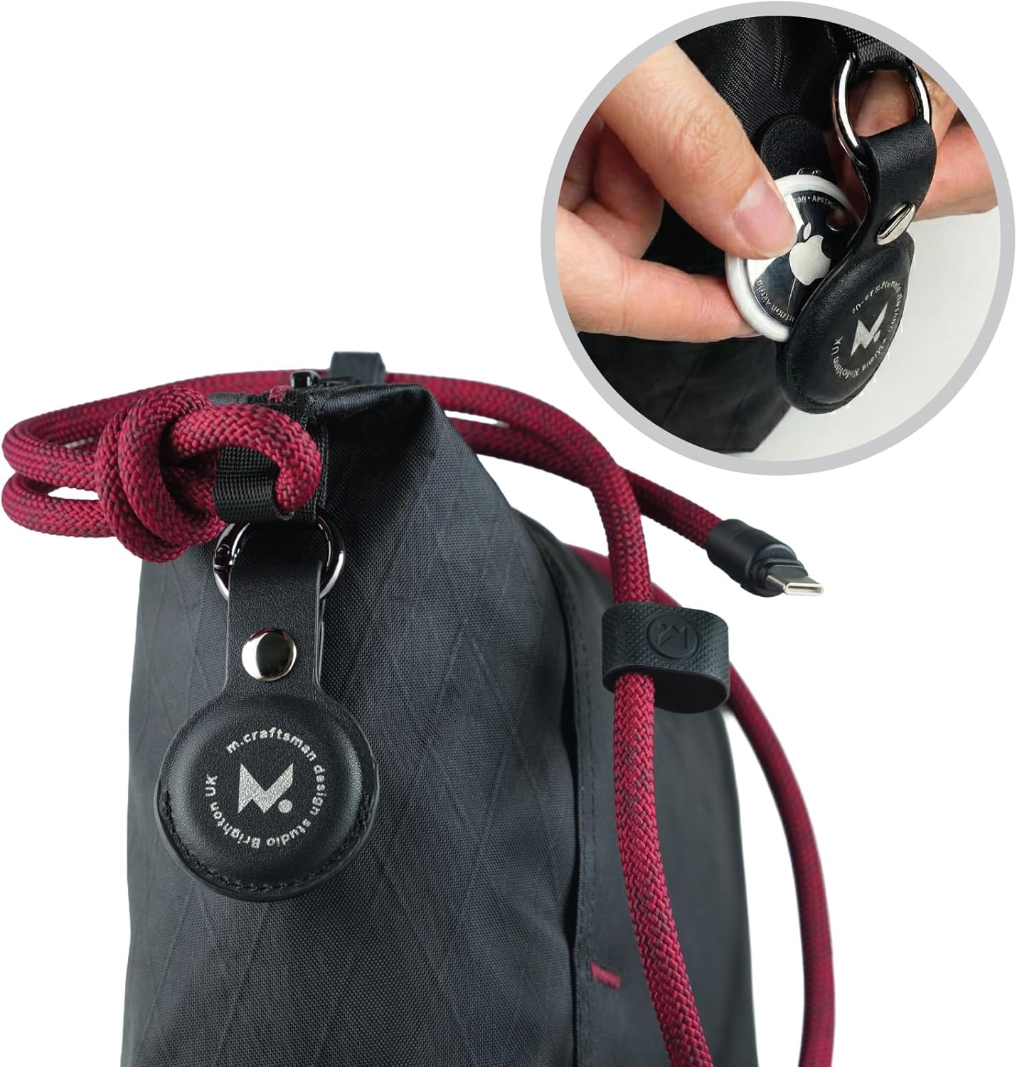 Bristol Crossbody Bag for Women & Men, Small Travel Sling with Built-in USB-C Charging Cable Strap, Anti-Theft Design