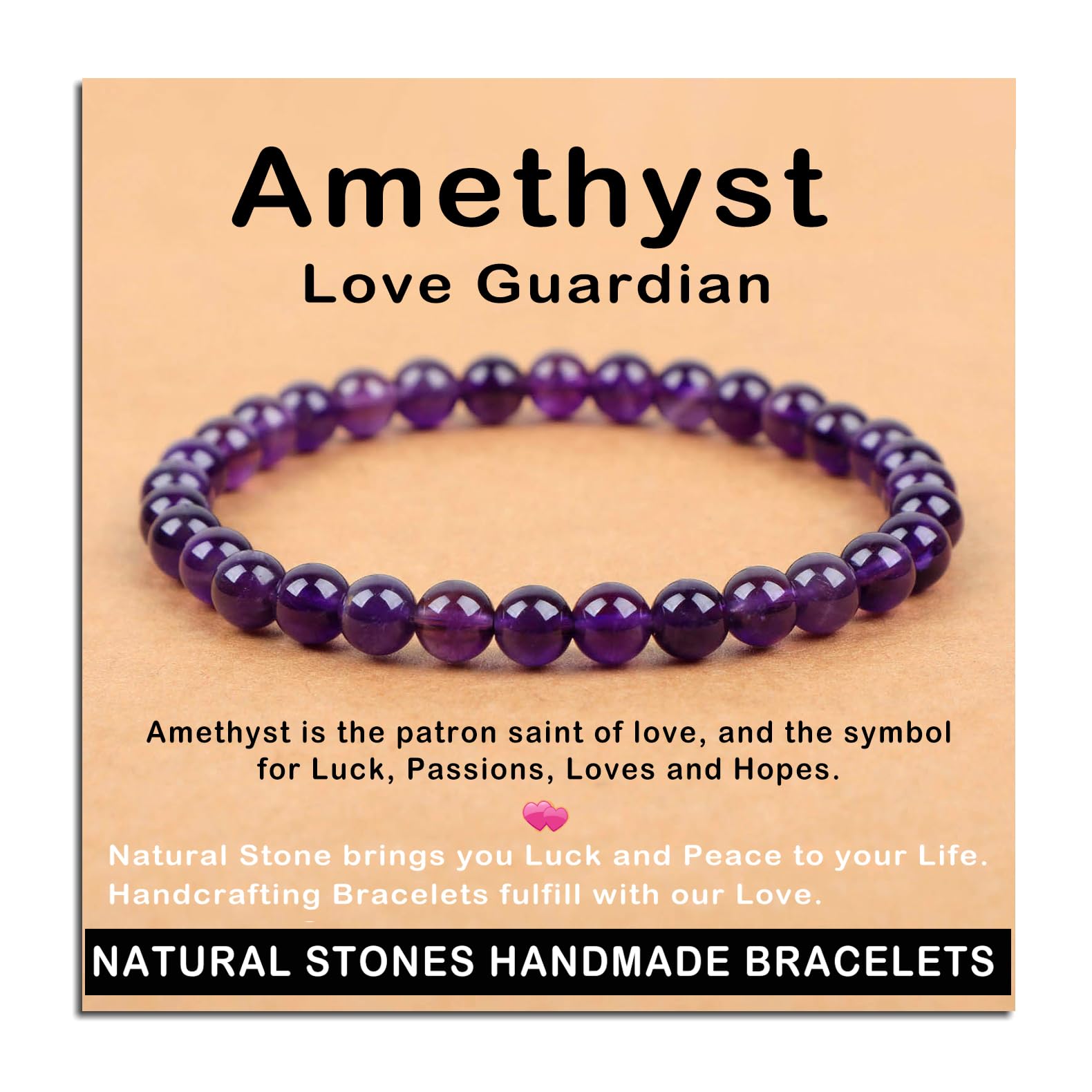 AD Beads Handmade Gemstone Stretch Elastic Bracelet Crystal Healing Reiki Nature's Beauty and Spiritual Essence Unisex