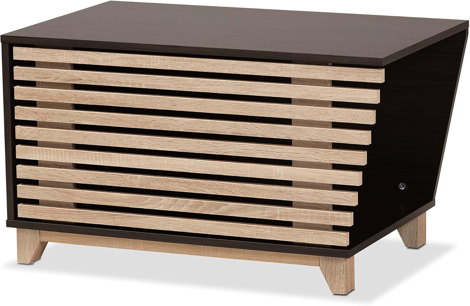 Baxton Studio Eckhart Modern and Contemporary Two-Tone Dark Brown and Oak Finished Wood Cat Litter Box Cover House