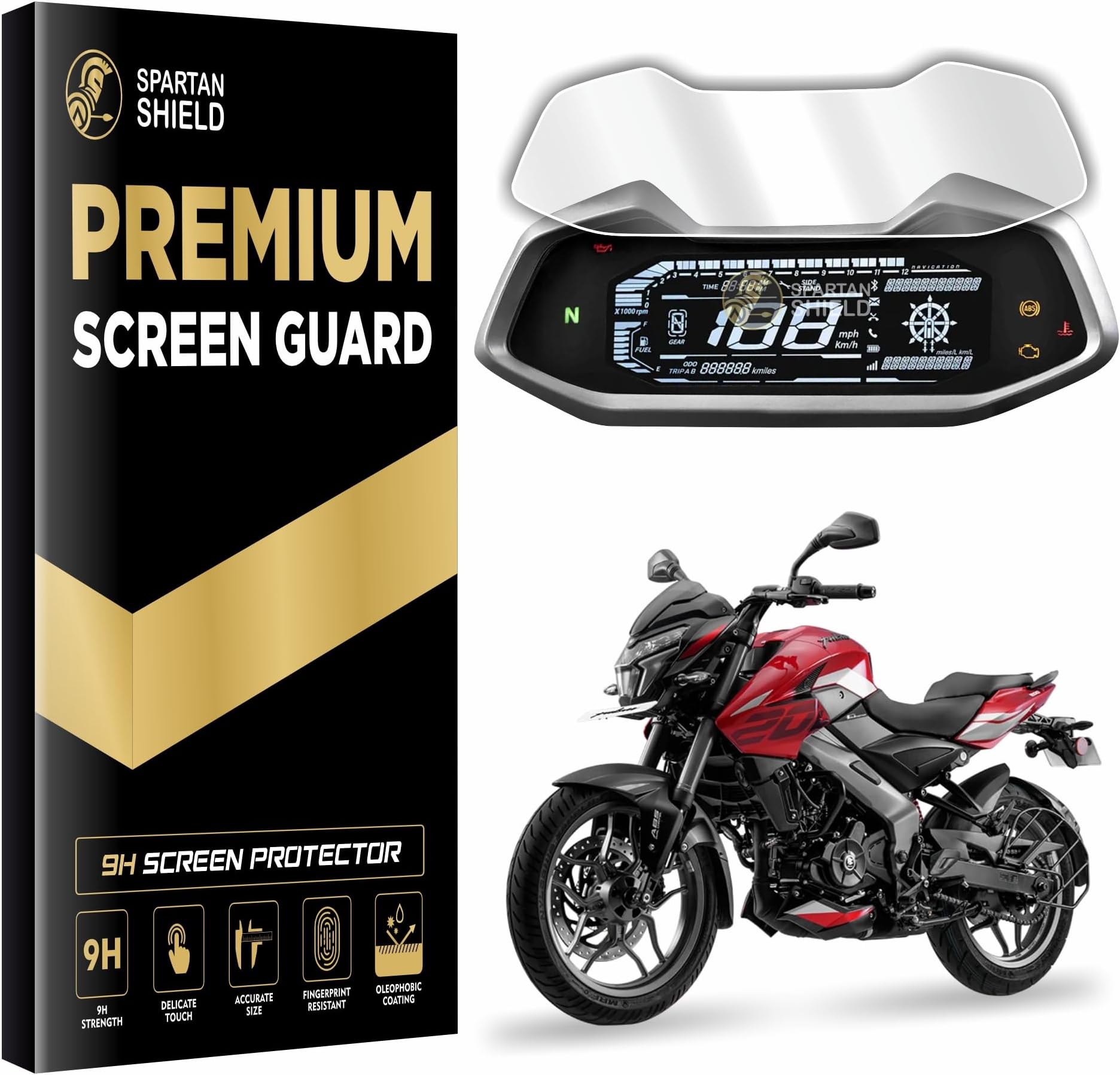 Spartan Shield Digital Meter Screen Protector Foil For BAJAJ PULSAR NS200 2024 || 9H Instrument Cluster Protector || NS 200 Bike Display Console Accessory | Scratch Cover 200NS [Not Tempered Glass]