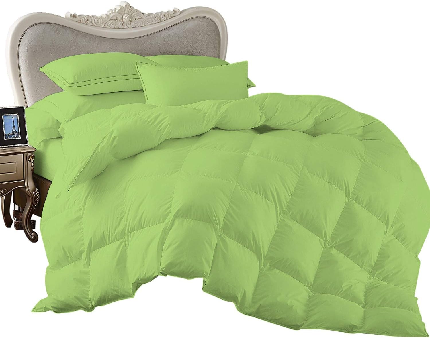 1 Piece Comforter and 3 Piece Duvet Cover King/California King by High Kotton Premium 800 Thread Count 100% Egyptian Cotton Deep Solid Luxurious Hotel Class Bedding Super Soft Sage