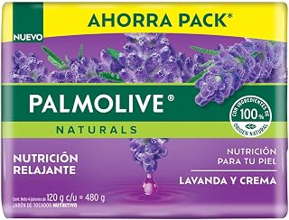 Palmolive Jabon Naturals Suavidad Relajante 4 Pack 150 g / 5.29 oz Soap Bars lavender and cream Classic Bathing Natural Mexican smooth soothing gentle scent foaming shower bath choose lavanda y crema