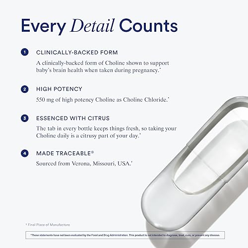 Miniatura 6 de Ritual Suplemento de colina Natal, 550 mg, apoya la función cognitiva del bebé cuando se toma durante el embarazo y el contenido de colina en la