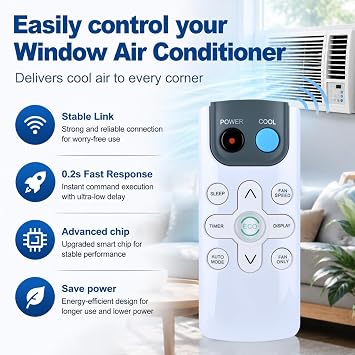 ZWP GYKQ-71E Window Air Conditioner Remote Control for Black+Decker/Della/Amana/TCL/Della/Crosley/Acekool/Emerson/ROVSUN/GarveeHome/Magshion/Acekool/Adoolla/ACONEE/GAOMON/Comfort Zone/Honeywell/Mollie