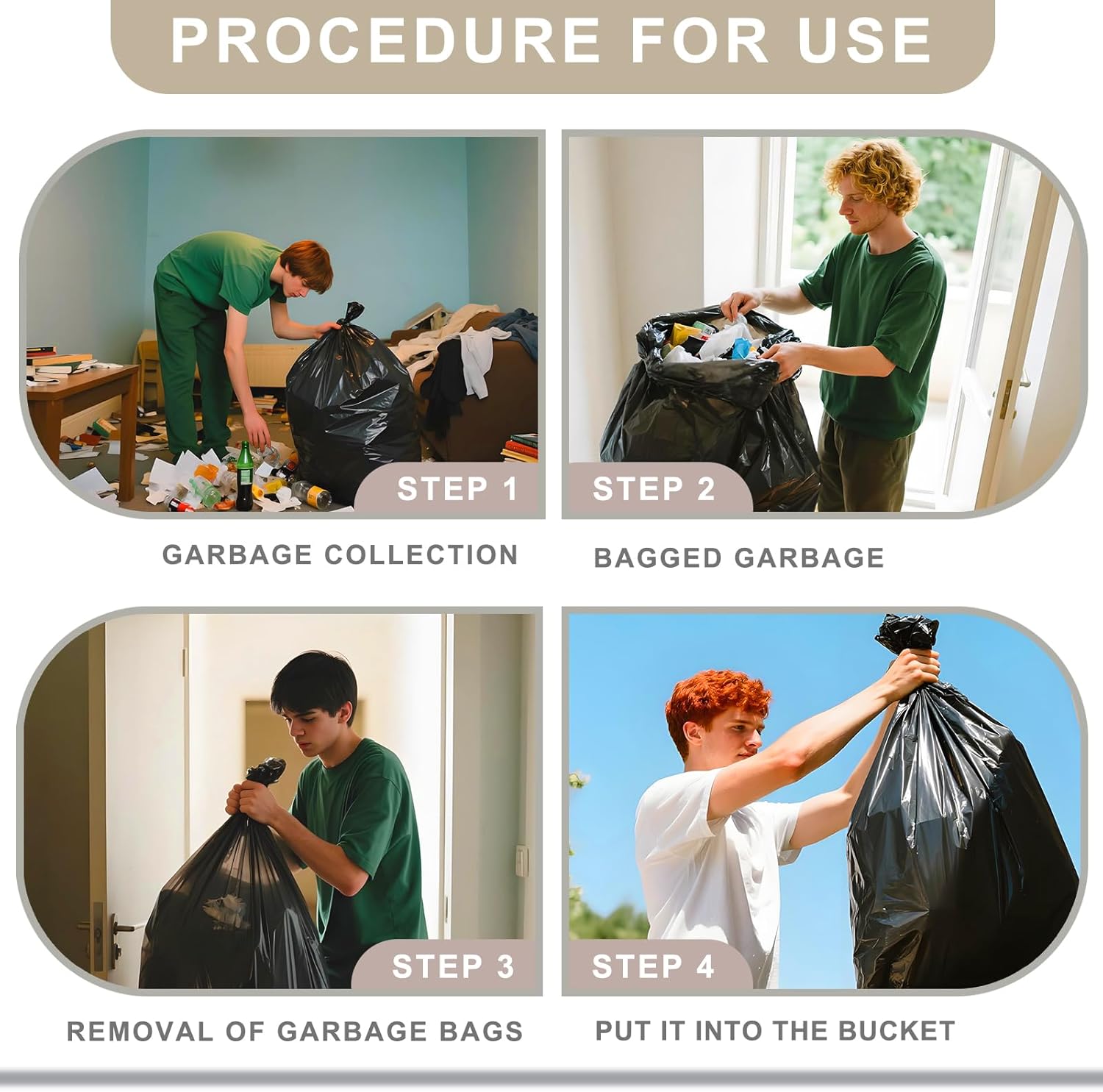 Trash Bags Heavy Duty, 50pcs 55-60 Gallon Trash Bag, 40"x47" Garbage Bags, Contractor Bag for Construction, Industrial Yard Leaf Lawn