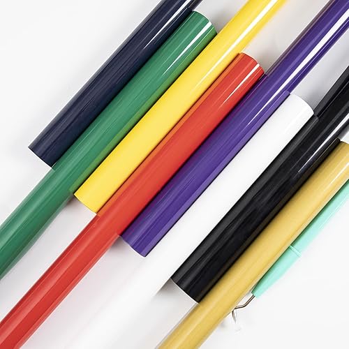 Paquete de 8 rollos de vinilo de transferencia de calor de 12 pulgadas x 5 pies, vinilo de transferencia de calor de fácil corte para Cricut,