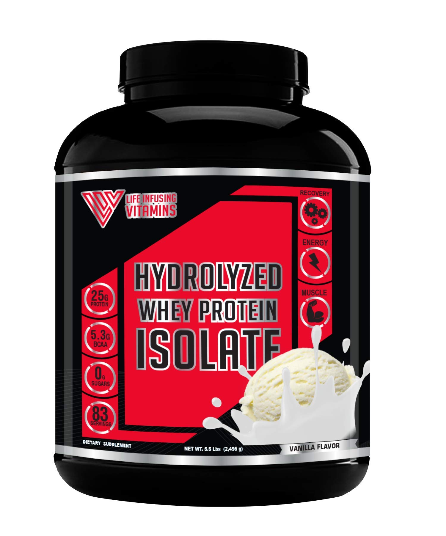 Life Infusing Vitamins (LIV) Suplemento Proteico de Whey Protein Isolado Hidrolisado, Baunilha, 25 g por porção, 998,8 g