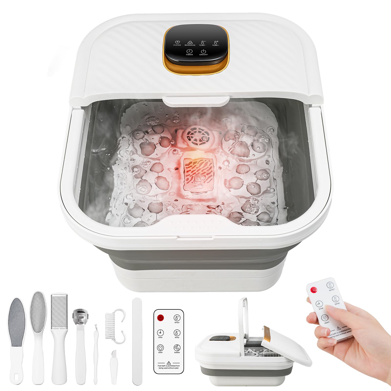 Collapsible Foot Spa Bath with Heat, Motorized Massager, Touch Screen, Foot Pedicure Kit, Temperature Control, Pedicure Foot Spa, Foot Bath
