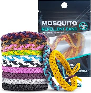 Mosquito Repellent Bracelet 10 Pack, Adjustable Leather Deet-Free Natural Insect Mosquito Bands for Adults & Kids, 350 Hour Insect Repellent Protection