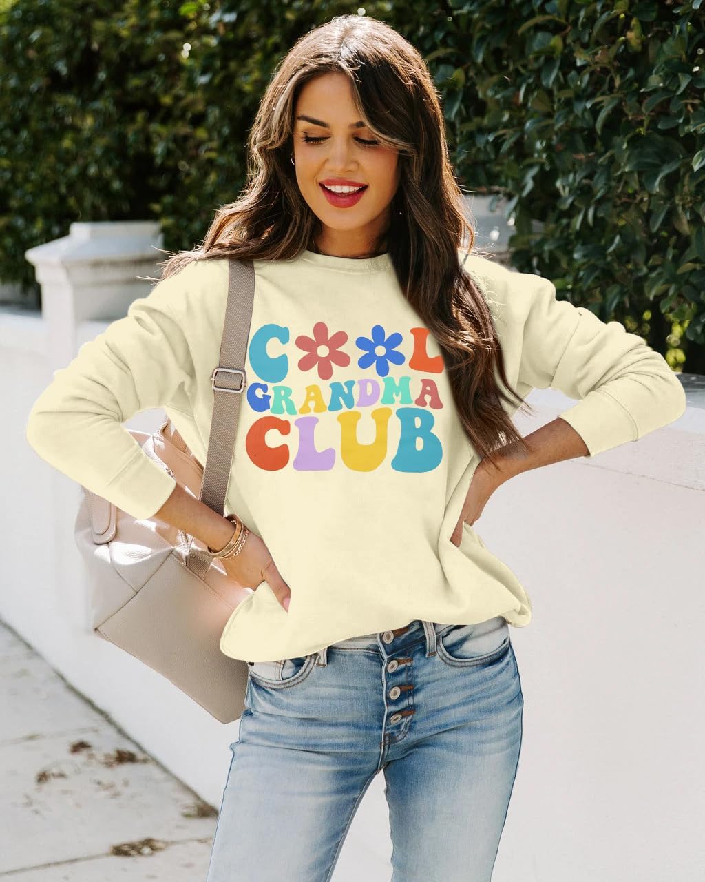 MOUSYA Cool Grandma Club Sweatshirt for Women - Casual Lightweight Long Sleeve Pullover Top - Grandma Gifts Shirt