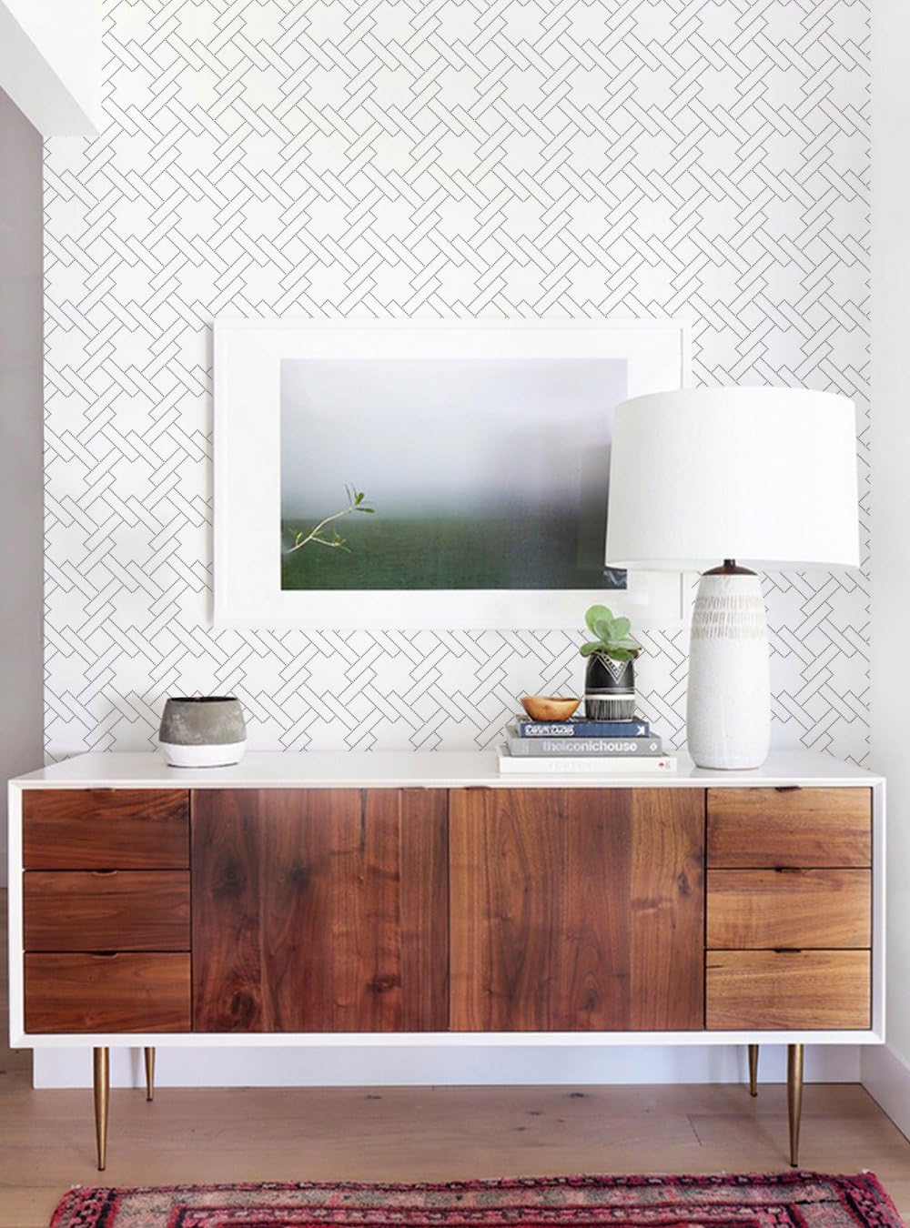 Simple Shapes Square Links Geometric Pattern Wallpaper - Peel and Stick (6 Sheet Pack - 2ft x 9ft)