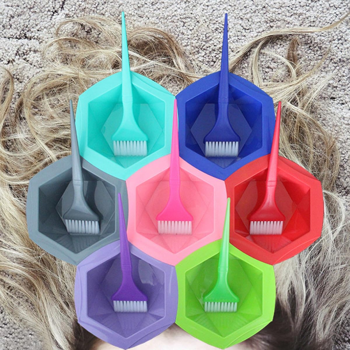 Hair Dye Mixing Bowl ，14Pcs and Brush Set Multi-Colored Dyeing Supplies with 7 Bowls and Brushes
