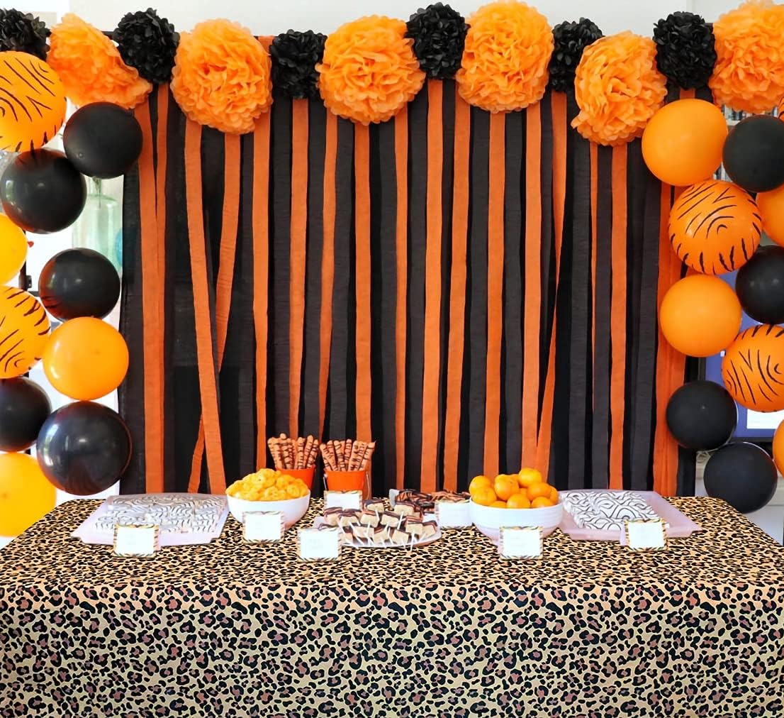 5Pcs Leopard Table Covers - 54" X 108" Animal Safari Theme Print Tablecloth, Leopard Party Supplies, Zoo Jungle Safari Themed Party, Animal Themed Decorations, Birthday Party, Cheetah Print