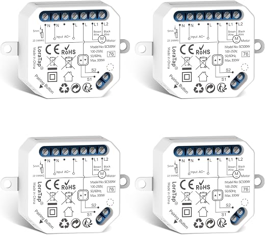 LoraTap Wifi Shutters Switch, 4pcs Control Module for Electric Shutters, Voice Control with Alexa and Google Home, Smart L...