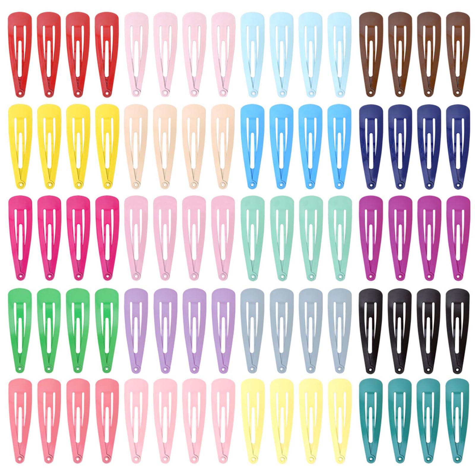 kujootone 80 Pieces Colorful Snap Hair Clips for girls,2 Inch Metal Fastener Candy Curl Hair Clips
