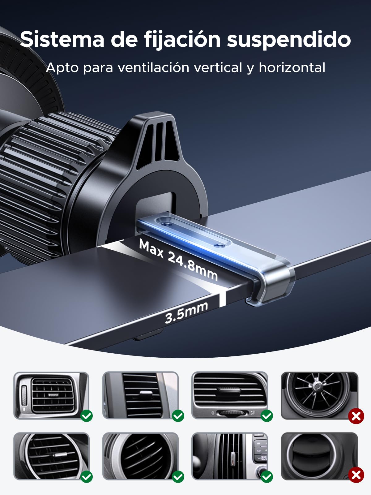 UGREEN MagFlow Pro Qi2 25W MagSafe Cargador Inalámbrico Coche Compatible con iPhone 17 16 15 14 13 12 Pro MAX Air Plus, Refrigeración Tec con Ventilador Integrado, Montaje en Rejilla de Ventilación