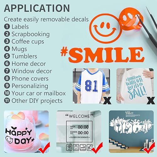 Miniatura 64 de Lya Vinyl - Vinilo permanente negro brillante, rollo adhesivo permanente de 12 pulgadas x 50 pies para máquina de corte, rollo de vinilo para Negro