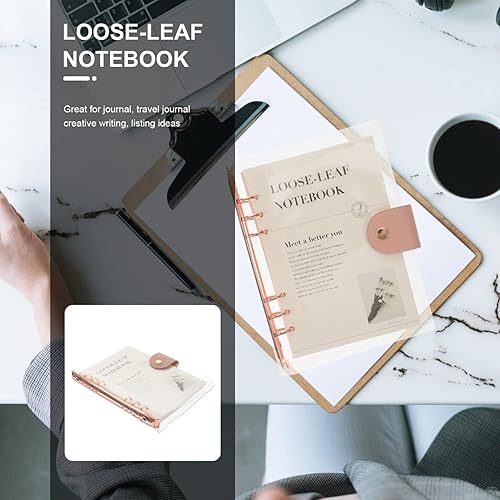 Miniatura 2 de Operitacx Libro transparente de hojas sueltas para el hogar, bloc de notas, cuaderno decorativo, portátil, pequeño, álbum de recortes, cuaderno en