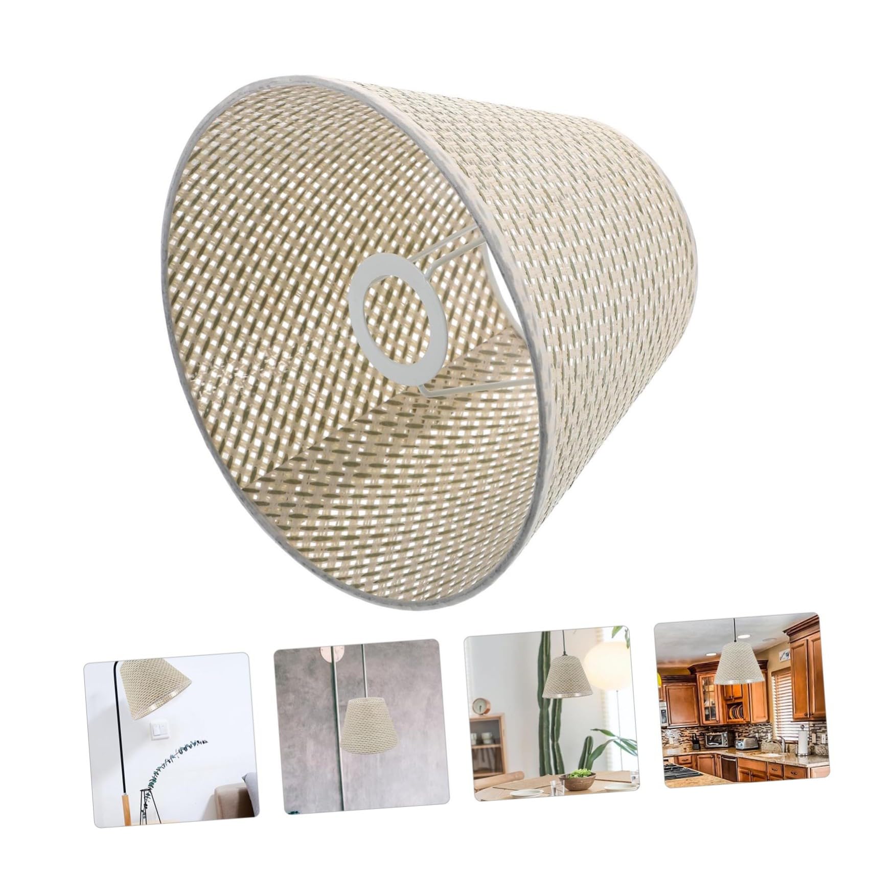 Lampada da Scrivania con Paralume Beige in Rattan Imitazione Paralume per Arredamento Casa Facile da Installare e Resistente Accessorio per Interni Regalo per Amici e Famiglia