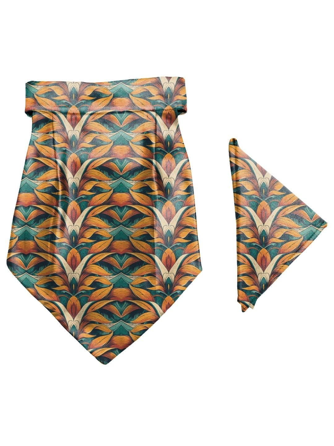 Floral Palms Printed Cravat and Macthing Pocket Square for Men-image-45