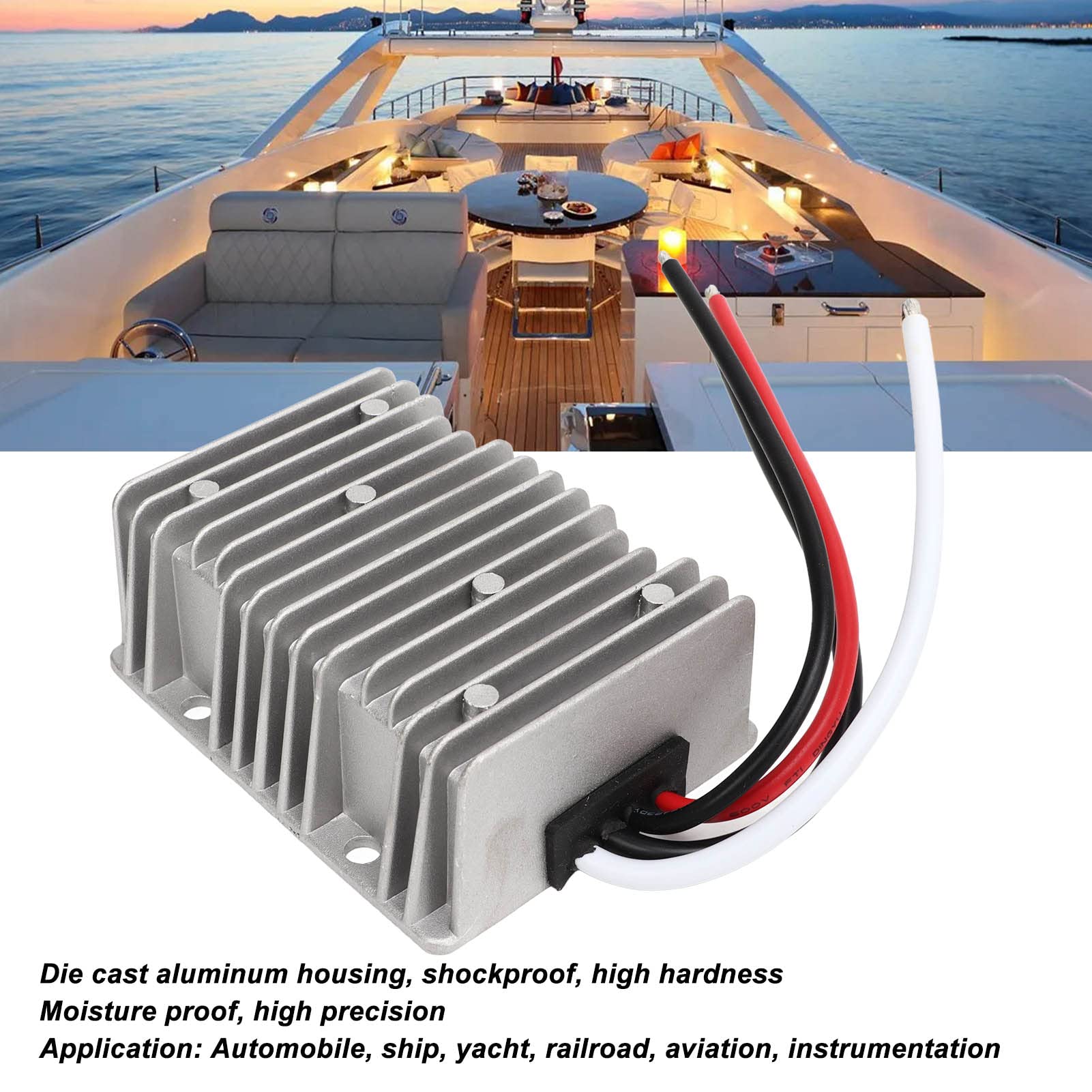 Aramox Convertitore Riduttore di Tensione, Regolatore Convertitore di Tensione da 24V a 13,8V 40A 552W IP68 Impermeabile per Automobili Navi Yacht Strumenti Ferroviari