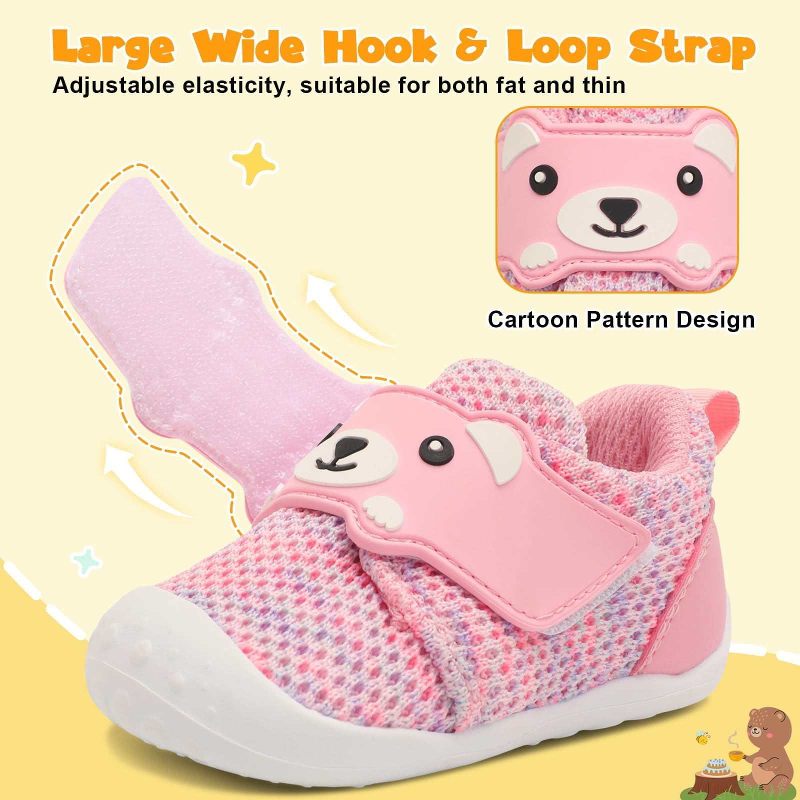 JOINFREE Baby Walking Wide Shoes Infant Boys Girls Breathable Barefoot Shoes Crib Tennis Shoes Lightweight Non-Slip Sneakers First Walkers — view 4