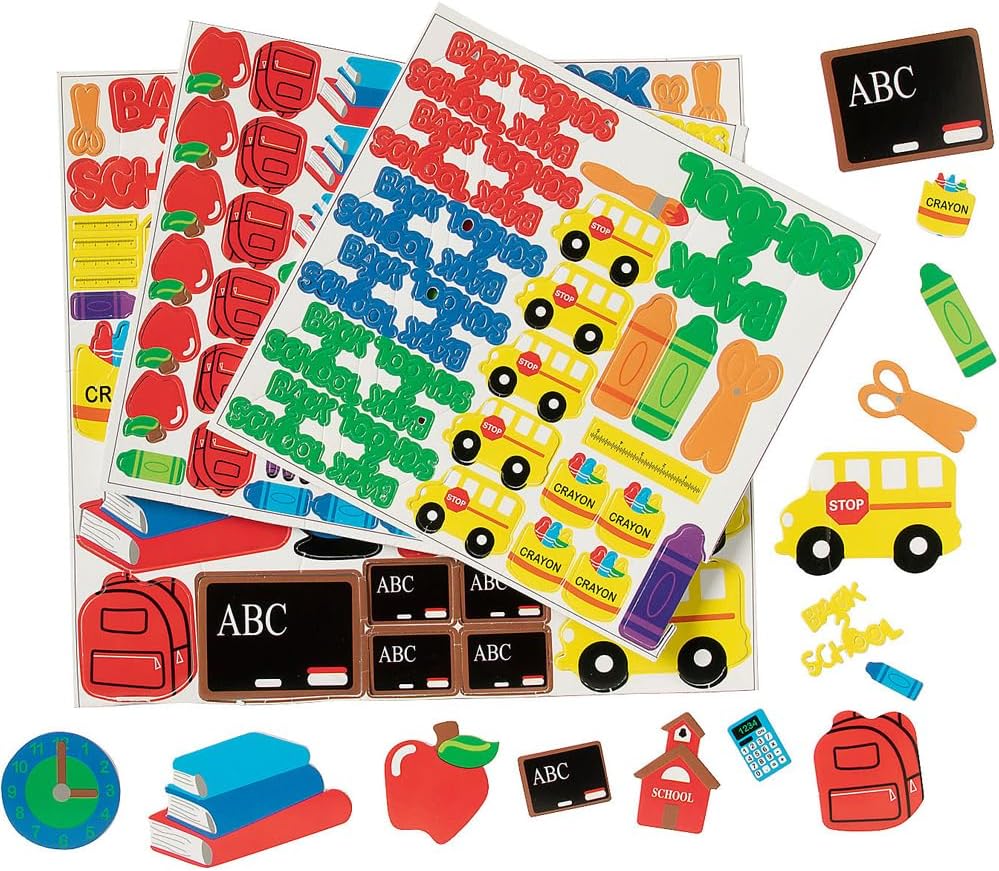 Foam Adhesive School Shapes - Bulk Set of 500 Pieces - Back to School and Teacher Classroom Supplies