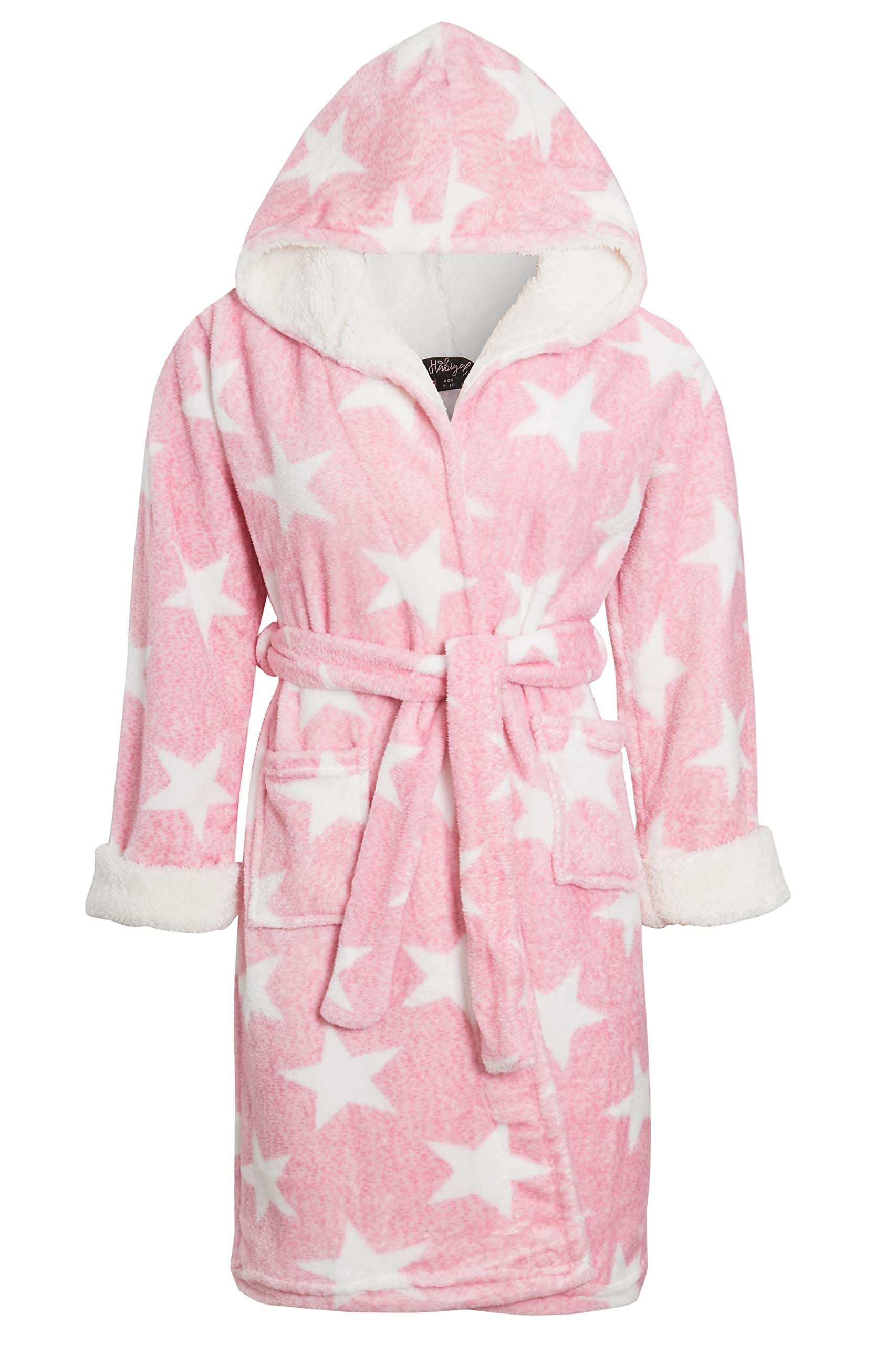 Habigail Girls Dressing Gown Kids Hooded Robe Housecoat Supersoft Nightwear Sleepwear Childrens All in One 7-8, 9-10, 11-12 & 13 Years