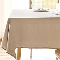 AUSSPVOCT 52x70 Textured Polyester Tablecloth - Waterproof Spill-Proof Wipeable Wrinkle-Free Rectangle Cover for Farmhouse Dining Tables