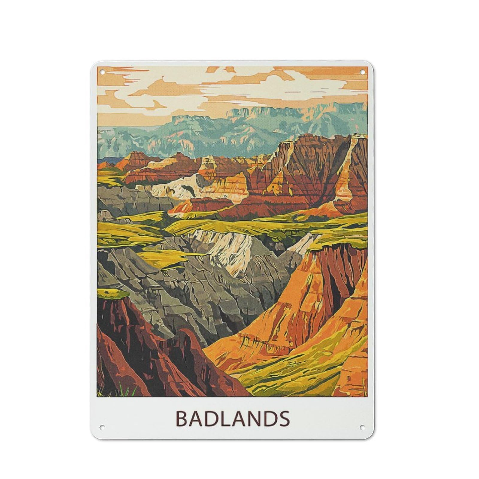 Junmoney Style-3 Casual Badlands National Park(3) Shed Metal Sign 40X30cm, Utility Space Decor For Shed, Garden Room, Porch Or Garage
