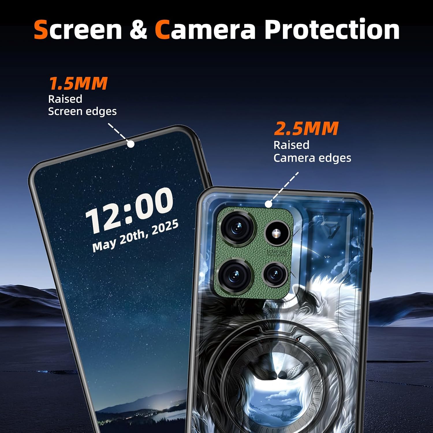 for Moto G Power 5G 2025 Phone Case, 360 Degree Rotating Stand & Ring Holder, Wolves Love Shockproof Phone Case for Moto G Power 5G 2025, Hard PC Back and Soft TPU Protective Cover