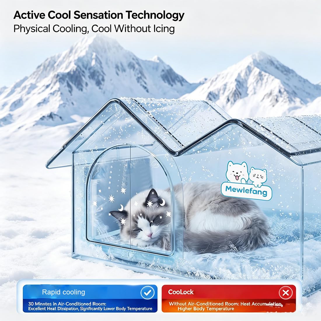 Casa Refrigerante para Mascotas con Bolsas de Hielo, Tienda Plegable Aislante para Gatos y Perros, Refugio Portátil de Verano Interior Exterior (A-45 * 35 * 37 cm)