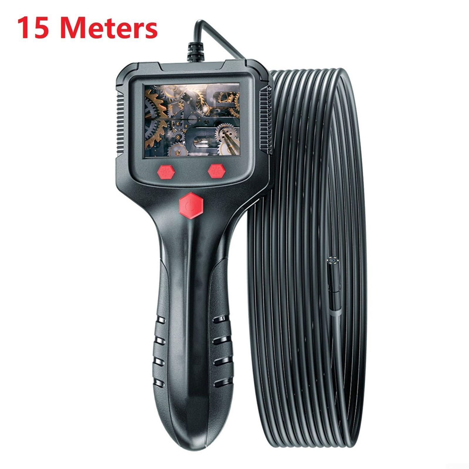 Industrielles Endoskop mit 6,1 cm IPS-Bildschirm, 8 mm Objektiv, IP67 wasserdichte Kamera, Dual-View-Rohr-Abwasser-Inspektionsbereich für Auto-Reparatur (15 m)
