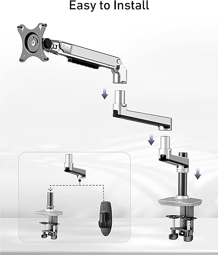 Miniatura 4 de Brazo de extensión para brazo largo de monitor, brazo adicional para soportes de monitor, aumenta la longitud del brazo del soporte de monitor (este