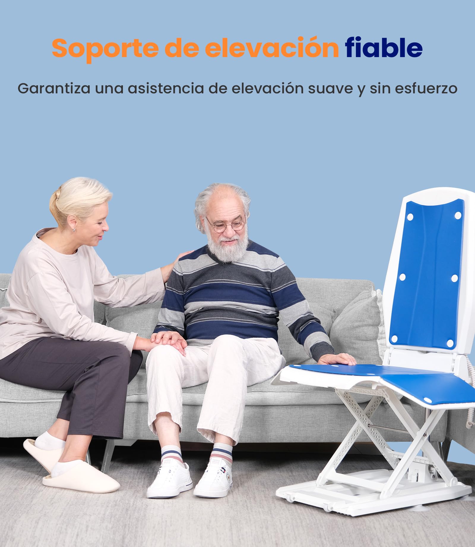 VOCIC Sillón Elevador eléctrico con Ruedas, Plegable y móvil | Mayores ayuda en casa, asistencia tras caída, elevador suelo, transferencia sofá cama silla ruedas, mando 140KG