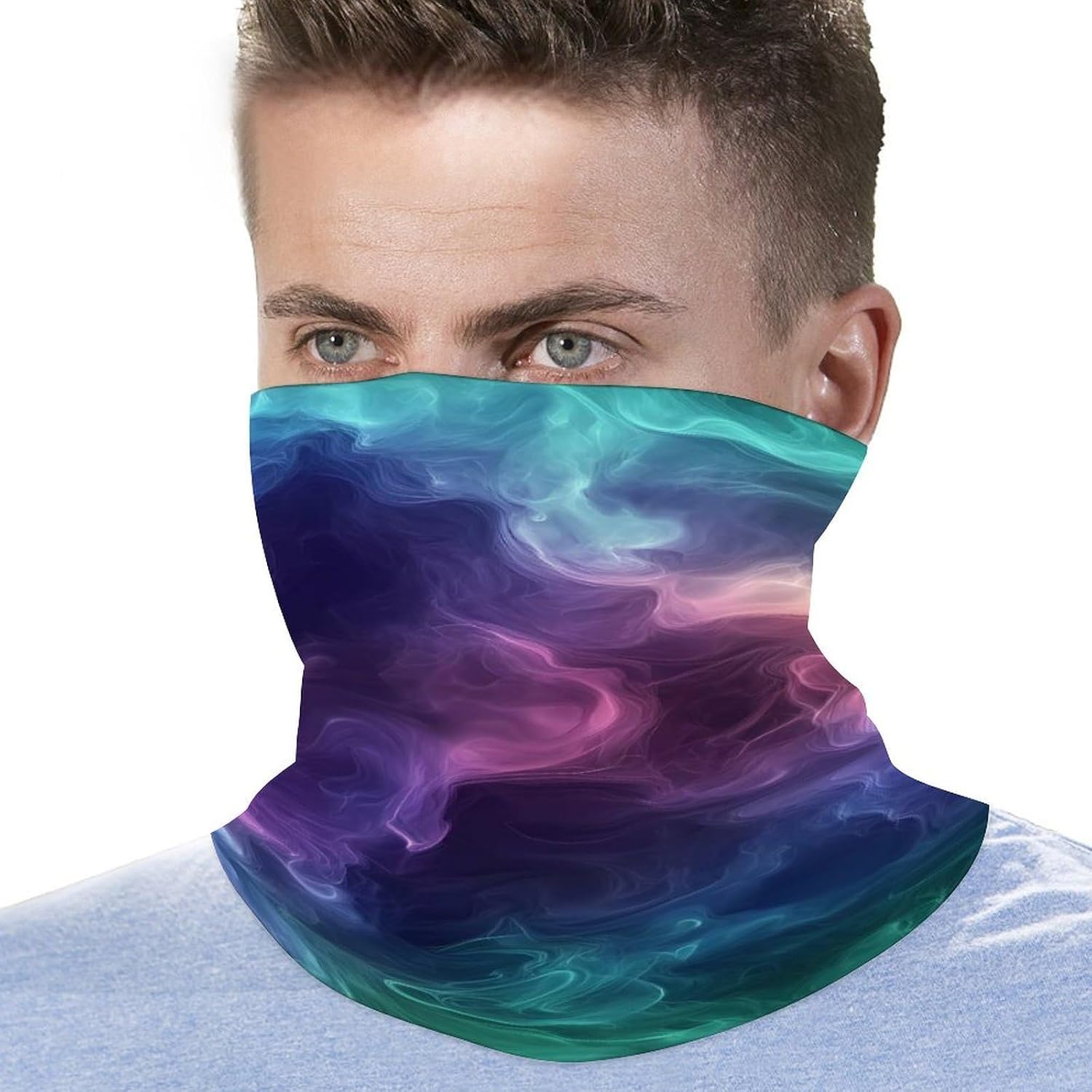 Neon Rainbow Smokes Clouds Neck Gaiter Windproof Face Mask Bandanas for Men Women Cold Weather Scarf