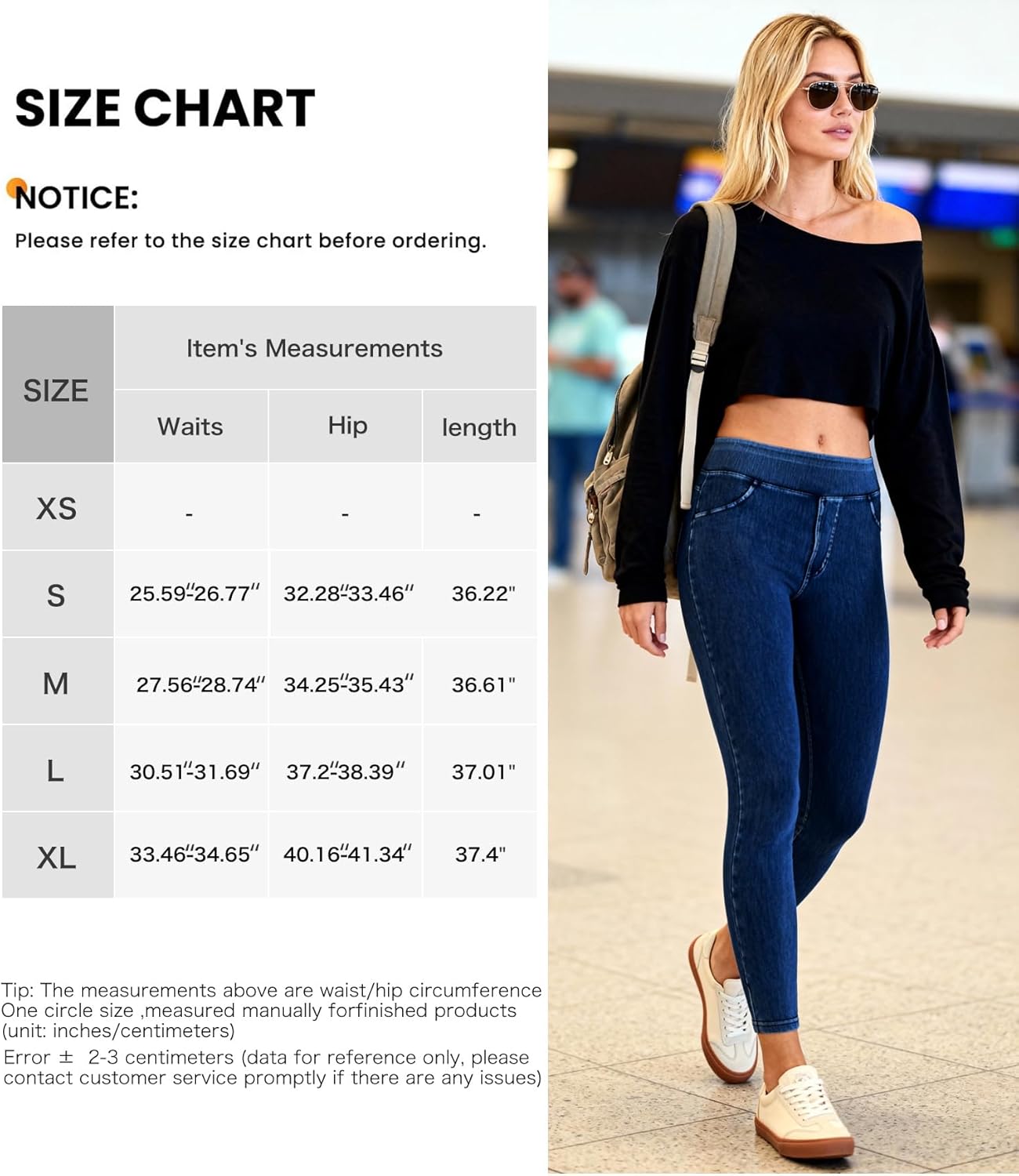 Women Skinny Jeans Mid-Rise Pull on Tummy Control Casual Leggings,Highly Elasticity Soft Denim with Side Pockets - Image 6