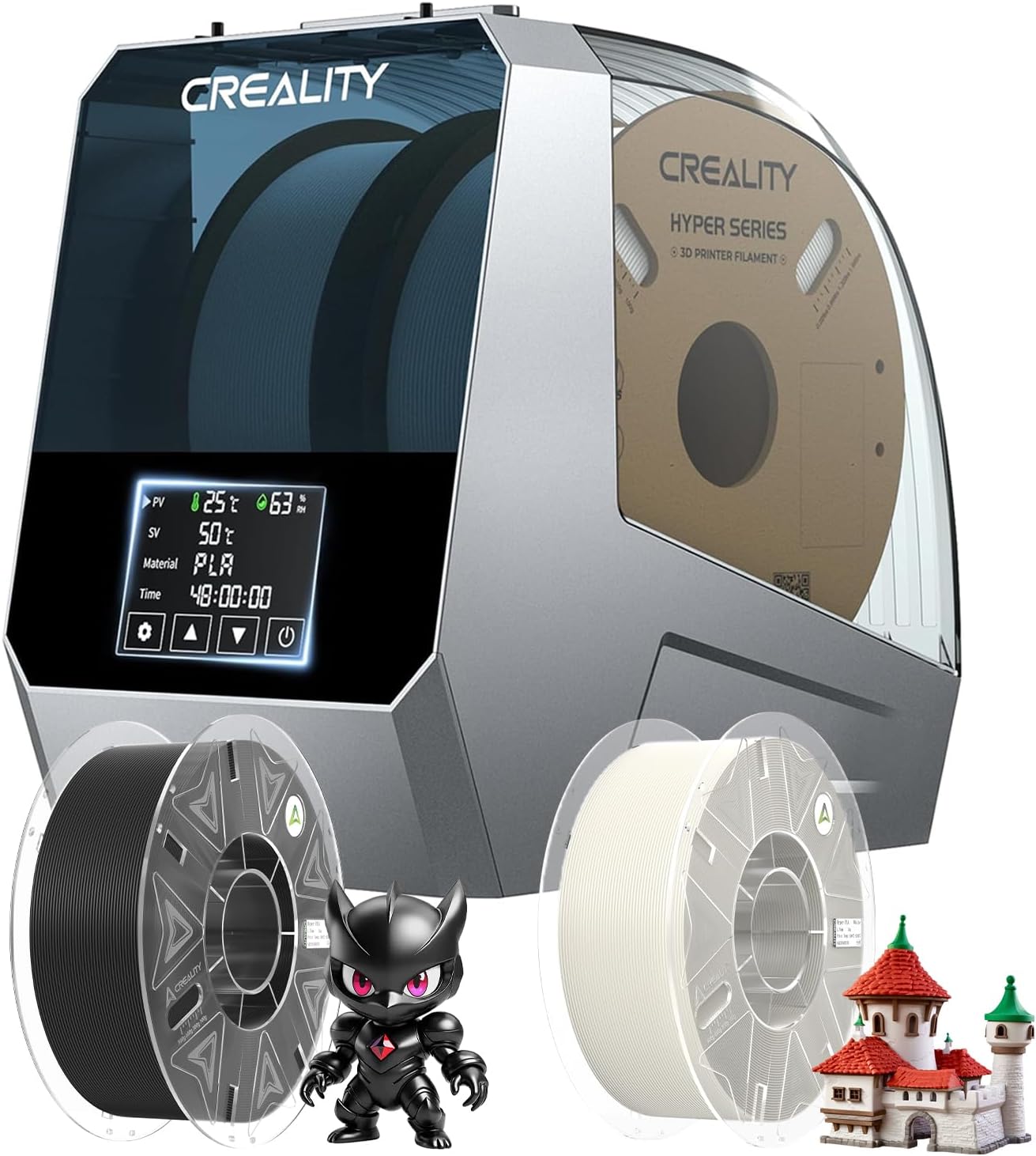 Creality Filament Dryer, Space Pi Filament Dryer Plus, 2025 Latest Batch, Smart RFID Tagging for Hyper PLA RFID Black&White