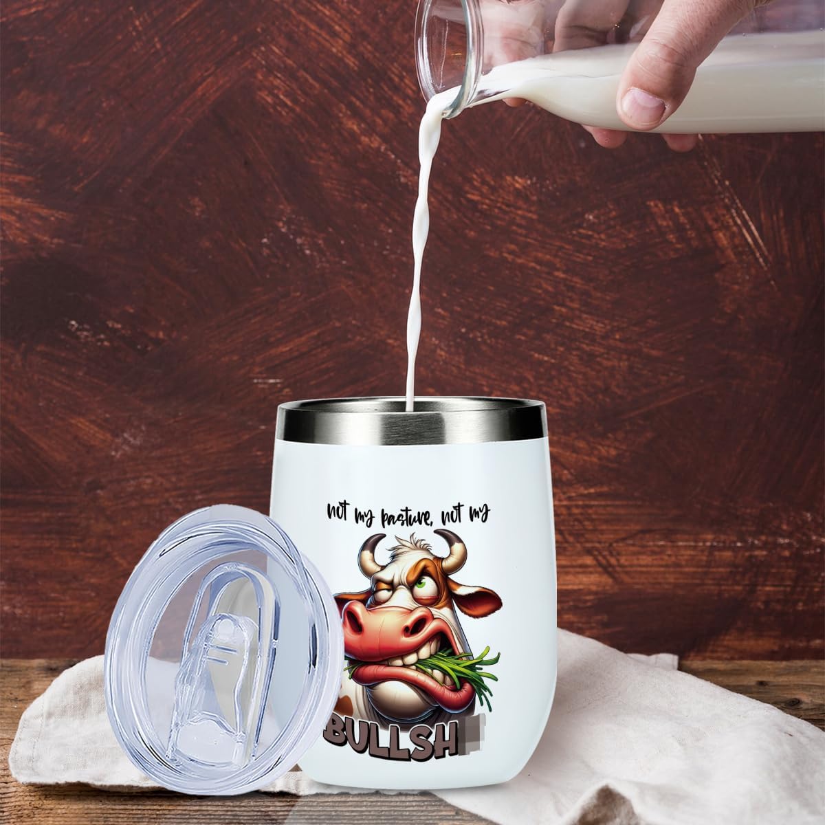 Funny Quotes Wine Tumbler, Cow Print Sarcastic Cow Gifts Double Wall Vacuum Insulated Coffee Mug Wine Glass 12 oz Tumbler with Lid for Women Men Girls Boys Mom Coworker Birthday Friendship Christmas - Image 6