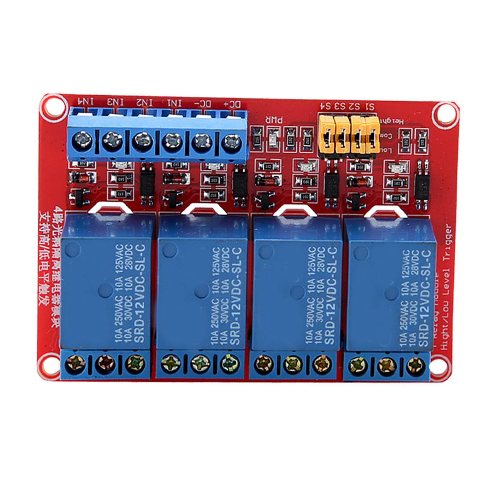 5 V/12 V/24 VDC 4-kanałowy transoptor moduł przekaźnikowy High Low Level Trigger z lampką kontrolną (12 V)